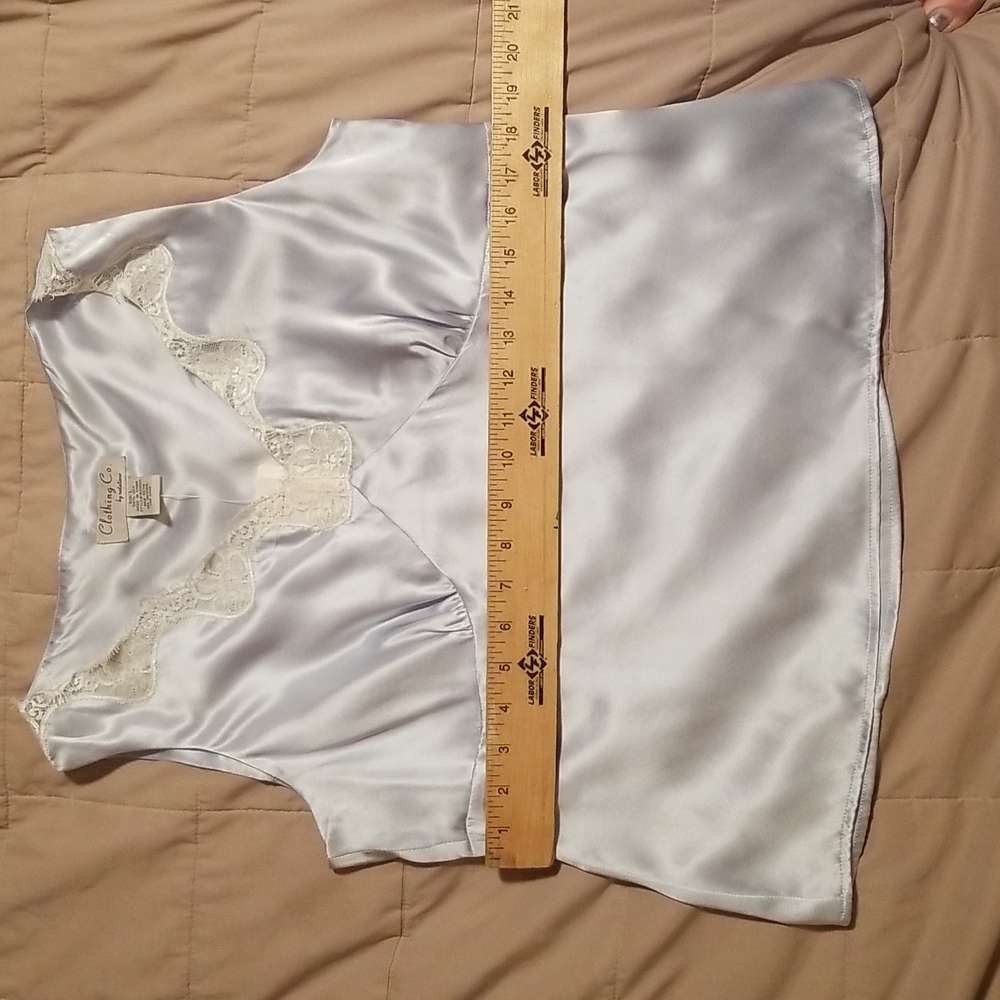 100% Silk Baby Blue Lace-Trim Tank - Picture 11 of 12